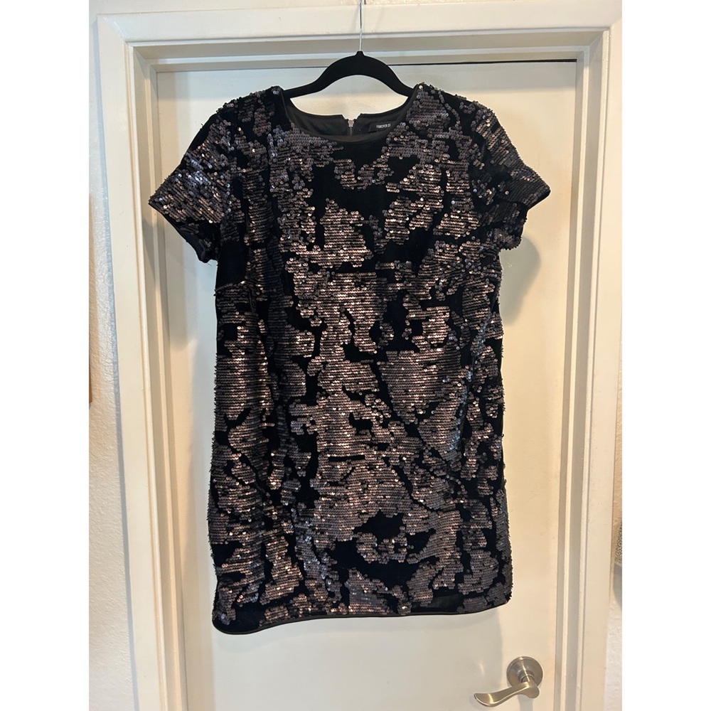 Velvet Sequin Shift Dress
